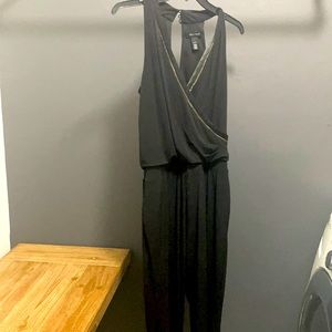 WHITE house BLACK market size 4 black jumper with crisscross gold detail